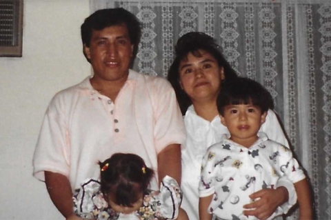 A photo of young Edwin Ortega and his family